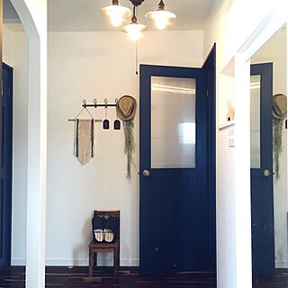 玄関/入り口/アーチ壁/姿見/ブルーのドア/造作ドア...などのインテリア実例 - 2016-09-07 12:05:19