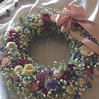 机/ドライフラワー/ドライフラワーも手作りです/かすみ草/薔薇...などのインテリア実例 - 2016-11-09 19:28:03