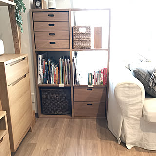 リビング/収納/ニトリのかご/かごが好き/かご収納...などのインテリア実例 - 2019-04-14 17:32:23