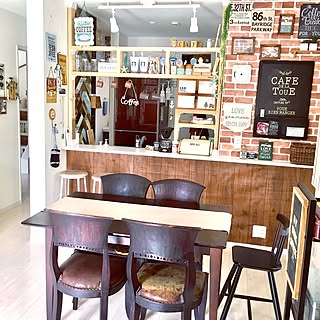キッチン/カフェ風キッチン/カフェ風インテリア/ディアウォール棚/ディアウォール...などのインテリア実例 - 2017-07-03 21:18:28
