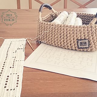 机/プレ企画準備中デス♪/麻紐かご/麻ひも/編み編み大好き♡...などのインテリア実例 - 2015-02-20 15:15:56