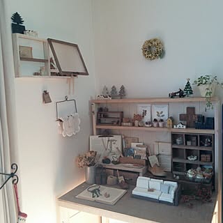 DIY棚/Keitanの活字スタンプ風ブロック/窓付きの飾り棚/朝の1枚/mayuringoちゃんミニチュア...などのインテリア実例 - 2014-12-19 07:31:45
