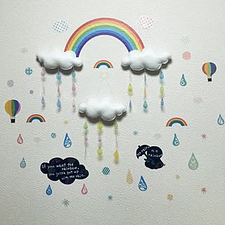 壁/天井/Rainbow/クラウドモビール/クラウド/子供とふたりで暮らす/雲モビール...などのインテリア実例 - 2016-06-08 00:20:51