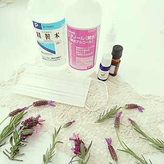 ベッド周り/花粉症対策/ラベンダー/花粉症お大事に♡/マスク...などのインテリア実例 - 2019-04-12 18:44:14
