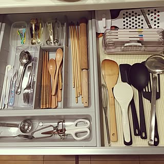 少ない物で暮らす/子どもと暮らす/引き出し収納/キッチンツール/キッチン収納...などのインテリア実例 - 2016-03-11 22:02:57