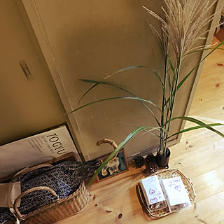 玄関/入り口/月見だんごと栗赤飯の包み/アンティークのカゴ/すすきの穂/仲秋の名月...などのインテリア実例 - 2018-09-24 16:50:58