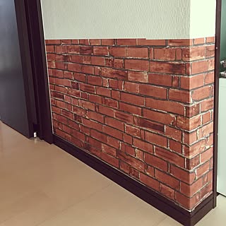 部屋全体/ダイソー/100均/リメイクシート/れんがリメイクシート...などのインテリア実例 - 2016-03-31 13:46:57