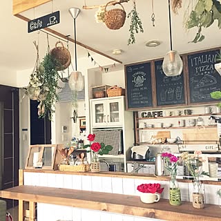 キッチン/切り花/ナチュラル/カフェ風/ほっこり*...などのインテリア実例 - 2017-05-13 11:33:22