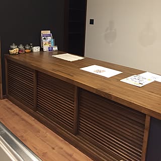 キッチン/ウォルナット塗装/食器収納/格子扉/カウンター下収納...などのインテリア実例 - 2016-05-27 22:53:09