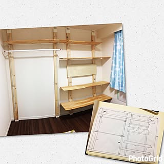 棚/室内物干し/ランドリーポール/ミニマリストに憧れて/DIY...などのインテリア実例 - 2017-04-09 13:04:44