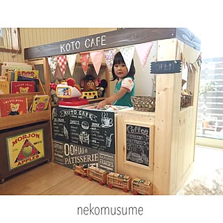 棚/こどもと暮らす。/キッズスペース (リビング)/キッズスペース/キッズキッチンDIY/お店屋さんごっこ...などのインテリア実例 - 2016-06-04 17:03:49