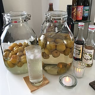 キッチン/自家製梅シロップ/飲むのが楽しみ♫/バーカウンター/LEDキャンドル...などのインテリア実例 - 2017-07-14 08:45:58