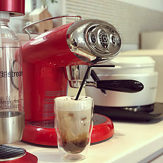 棚/ソーダストリーム/エスプレッソマシン/白×赤/イリー　コーヒー...などのインテリア実例 - 2019-05-20 14:24:49