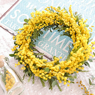 ミモザとユーカリのリースのインテリア実例 Roomclip ルームクリップ