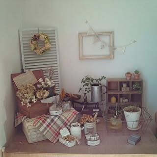 棚/9マスのシェルフ/手作りルーバー/室内グリーン/chocolateちゃんのコラージュ♡...などのインテリア実例 - 2013-12-31 08:17:34