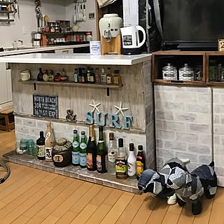 キッチン/犬のぬいぐるみデニムリメイク❤︎/リメイクシートをペイント/セリア雑貨リメイク★/アルファベットオブジェ/板壁...などのインテリア実例 - 2017-02-25 18:48:27