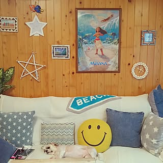 リビング/西海岸インテリアに憧れ中/ディズニー大好き/水色大好き/ロンハーマン風にしたい/あれこれ試作中...などのインテリア実例 - 2017-06-30 09:21:19