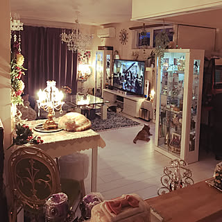 部屋全体/皆さんのお陰で励みになってます♡/暗くなるのが早い。。/灯りのある暮らし/猫といつも一緒のインテリア実例 - 2018-01-17 16:42:47