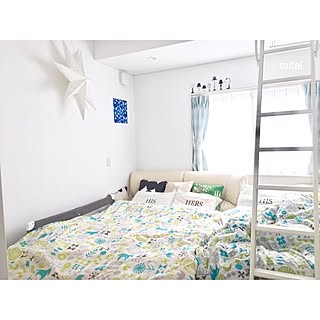 ベッド周り/寝室/ロフトのある部屋/marimekko/スターオブジェ...などのインテリア実例 - 2017-03-10 21:45:07
