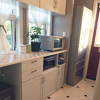 カフェカーテン 背面カウンターのおしゃれなアレンジ 飾り方のインテリア実例 Roomclip ルームクリップ