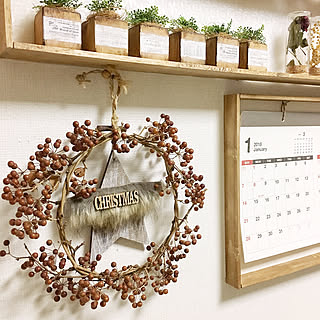 壁/天井/クリスマスグッズ/クリスマスオーナメント/ドライフラワーのある暮らし/ドライフラワー...などのインテリア実例 - 2017-11-20 22:56:16