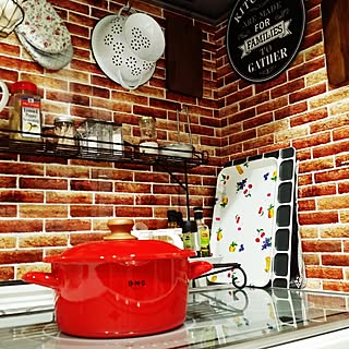 キッチン/サリュ！/まな板リメイク/ホーロー鍋/レンガシート...などのインテリア実例 - 2015-10-20 21:23:08