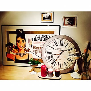 リビング/時計/Audrey Hepburn/一人暮らし/フォトフレームリメイク...などのインテリア実例 - 2015-05-31 20:45:07