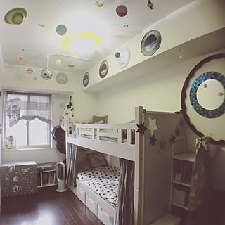 部屋全体/宇宙がテーマ/男の子部屋/2段ベッド/インスタID:kotatsuneko96...などのインテリア実例 - 2017-04-11 14:55:44
