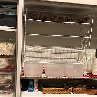 棚/空き箱再利用/突っ張り棒/ワイヤーラックDIY/カウンターキッチンの棚...などのインテリア実例 - 2017-09-14 00:50:06