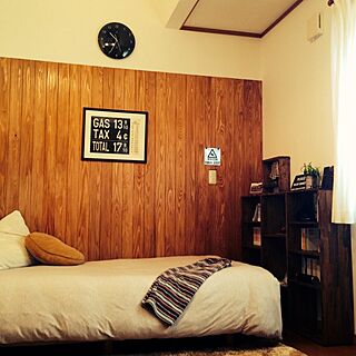 ベッド周り/ベッド/掛け時計/DIY/板壁...などのインテリア実例 - 2014-03-01 10:54:04