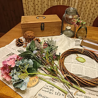 壁/天井/紫陽花リース/リース/フェイクグリーン/フェイクフラワー...などのインテリア実例 - 2019-06-23 23:56:17