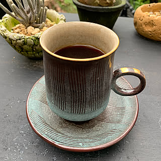 コーヒーカップ&ソーサー/植物のある暮らし/GREENのある暮らし/セルフビルド/朝のコーヒーTime...などのインテリア実例 - 2019-10-24 07:27:18