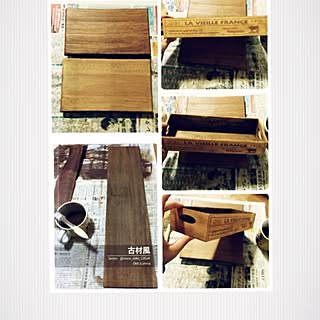 キッチン/手作り/ナチュラル/DIY/アクリル絵の具で古材風ペイント...などのインテリア実例 - 2014-10-04 10:39:35