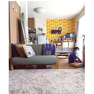 部屋全体/マリメッコ/壁紙/模様替え/かご収納...などのインテリア実例 - 2017-10-01 12:12:39