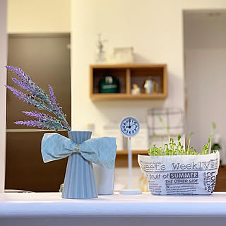 無印良品の壁に付けられる家具/無印良品の時計/フェイクフラワー/豆苗栽培/カウンターキッチン...などのインテリア実例 - 2019-04-30 21:16:23