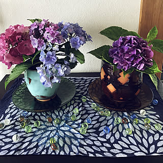 藍染め/陶芸作品♡/紫陽花/花のある暮らし/フォロワーさん100人♡感謝...などのインテリア実例 - 2019-07-02 11:42:36