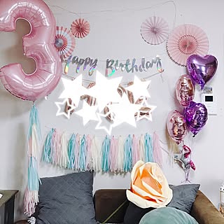 リビング/お誕生日会/Birthdayparty♥︎/birthdaydecoration/お誕生日飾り...などのインテリア実例 - 2017-05-14 09:34:09