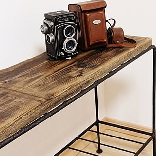 カメラケース/古いもの/大好きな古道具屋さん/足場板/鉄脚/2眼レフカメラのインテリア実例 - 2013-10-24 22:44:39