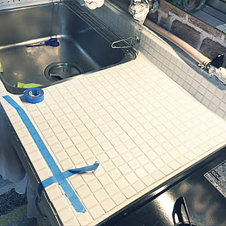 キッチン/タイル貼り/流し台DIY /古家のインテリア実例 - 2018-06-17 00:50:04