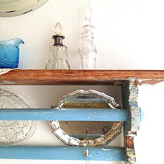 キッチン/kitchen shelf/Old silver plate/Old bottles /antique...などのインテリア実例 - 2013-02-05 20:45:48