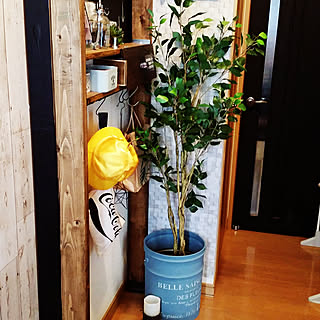 玄関/入り口/お金をかけずにインテリア/黒がすき/家にあるものでDIY/ニトリフェイクグリーン...などのインテリア実例 - 2018-02-28 16:57:57