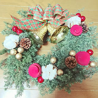 玄関/入り口/DIY/セリア/100均アイテム/クリスマスリース...などのインテリア実例 - 2018-12-10 09:34:05