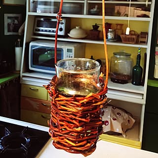 キッチン/自作かご/ドクターラッペル/蔓植物派/かごを吊り下げました!...などのインテリア実例 - 2015-03-20 08:34:47