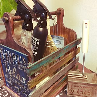 玄関/入り口/重曹スプレー/すのこリメイク/カッティングボードリメイク/おかもち風BOX...などのインテリア実例 - 2016-12-16 13:48:42