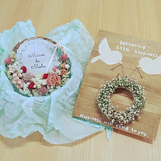 takaさんリース♪/花かごリース/かすみ草/とりさんボード/RCの出会いに感謝♥︎...などのインテリア実例 - 2017-01-31 15:38:56