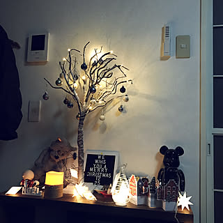 一人暮らし/1LDK/クリスマス/リビング/モノトーン...などのインテリア実例 - 2019-12-26 20:53:50