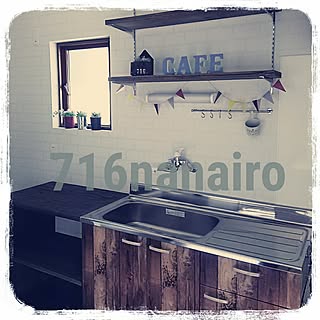 キッチン/100均アイテム/100均リメイク/フェイクグリーン/リメイクシート 板壁風...などのインテリア実例 - 2017-04-14 06:46:09