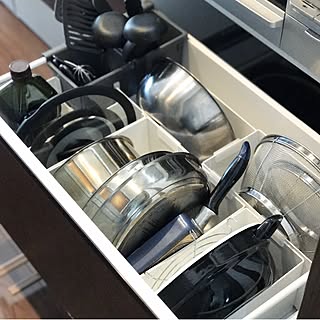 キッチン/整理整頓/整理収納/コンロ下収納/無印良品...などのインテリア実例 - 2017-03-27 14:01:05