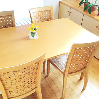 部屋全体/ダイニングテーブルと椅子/庭の花/ユリオプスデージー/胡蝶蘭の鉢植え...などのインテリア実例 - 2018-10-22 08:36:51