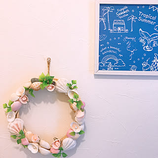 殺風景なトイレに夏仕様/貝殻リース手作り♡/普通の暮らしが有難い✲゚。./皆さんの作品に癒やされてます♬/皆さんの優しいコメントに感謝しています...などのインテリア実例 - 2019-06-12 14:15:47